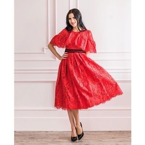 Rachel Parcell Red London Lace Dress
